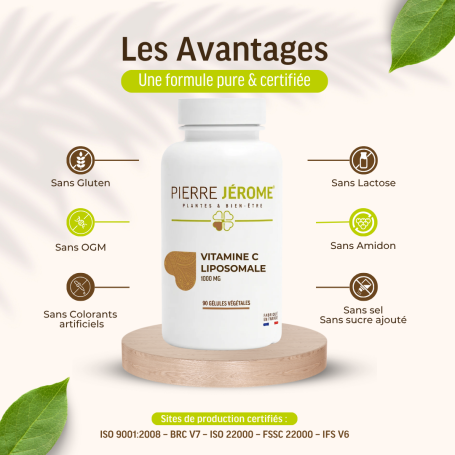 Vitamine C liposomale 1000 mg : 90 gélules végétales