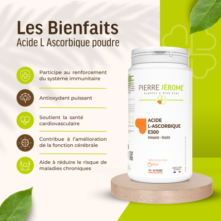 Acide ascorbique en poudre E300 : pot de 250 g, 500 g ou 1 kg
