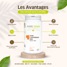 Acide ascorbique en poudre E300 : pot de 250 g, 500 g ou 1 kg