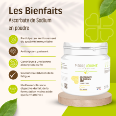 Ascorbate de sodium en poudre E301 : pot de 250 g, 500 g ou 1 kg